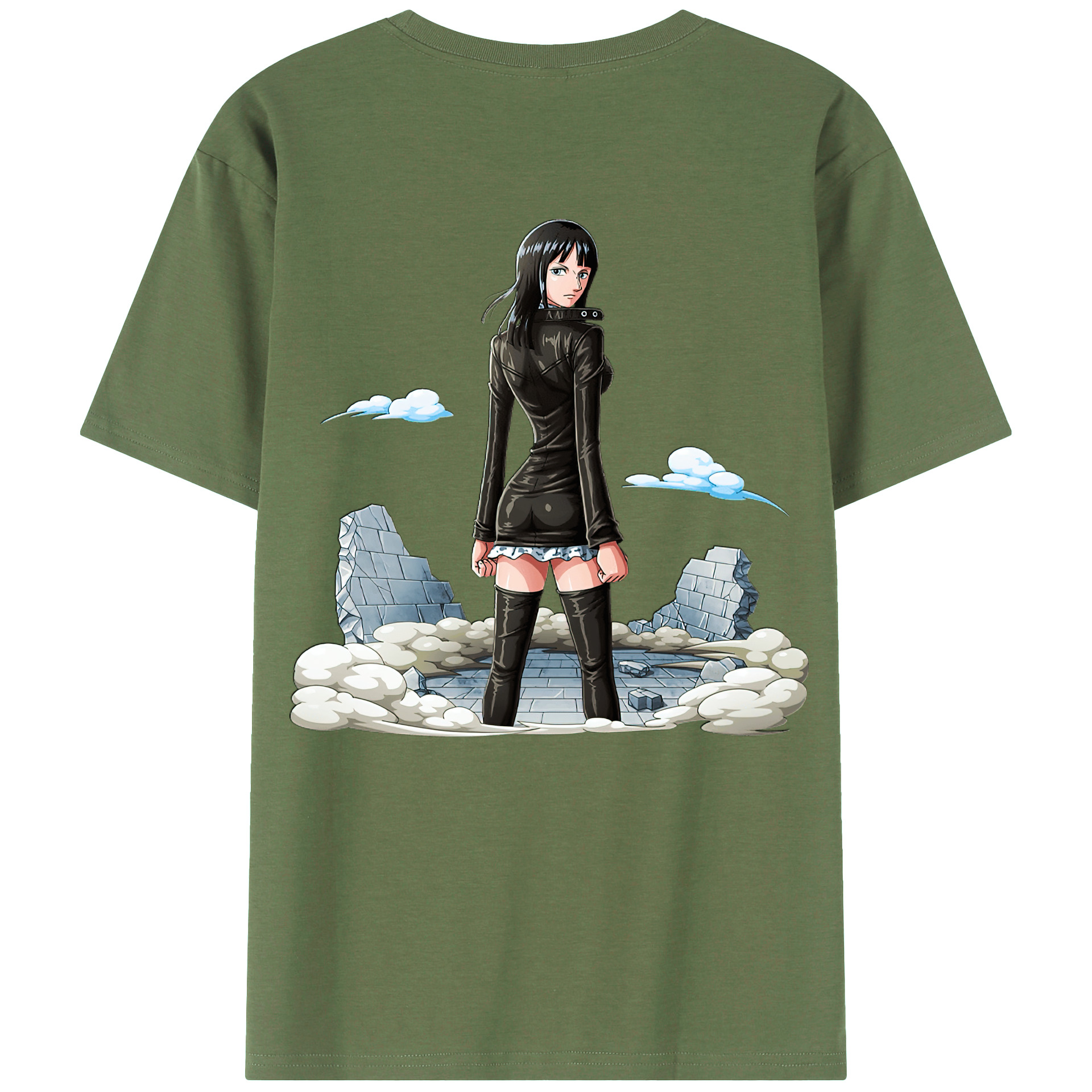 ワンピース ニコ・ロビン ONE PIECE Nico Robin 綿100％ メンズ半袖Tシャツ（バックプリント） 通気性